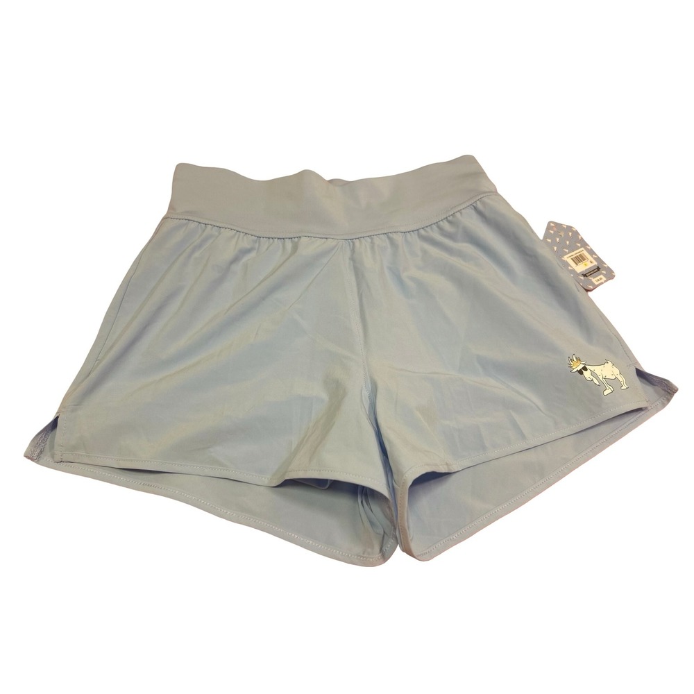 GOAT USA Logo Zipper Pocket Athletic Running Shorts Carolina Blue Sz S NWT
